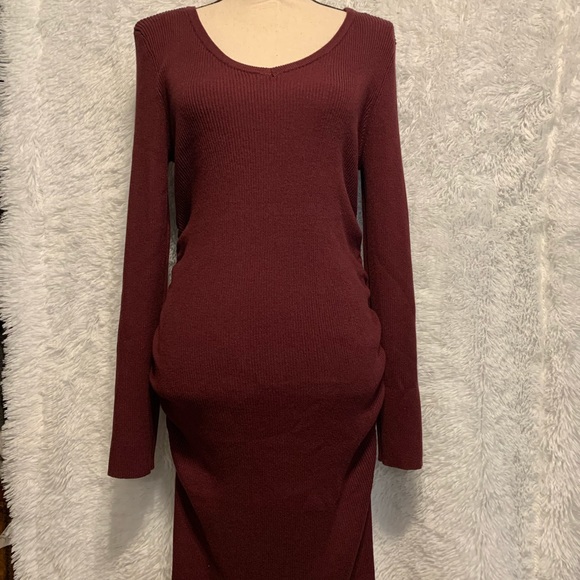 🆕Derek 𝐇𝐞𝐚𝐫𝐭 Rib LongSleeve Maternity Dress - Picture 3 of 16